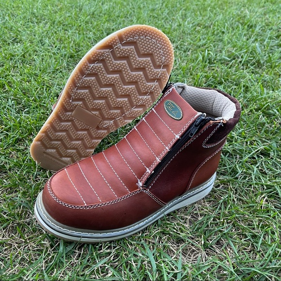 MEN'S WORK BOOTS GENUINE LEATHER ZIP-UP SHEDRON